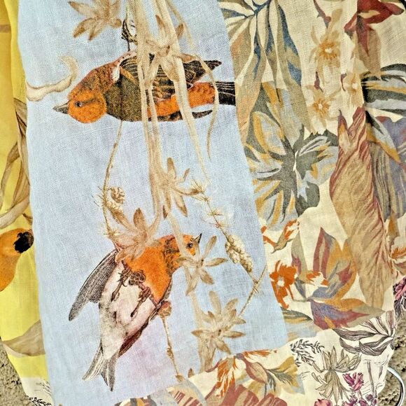 Banana Republic Floral Bird butterfly Multi Print Twist Front Top women Size S - Picture 2 of 13